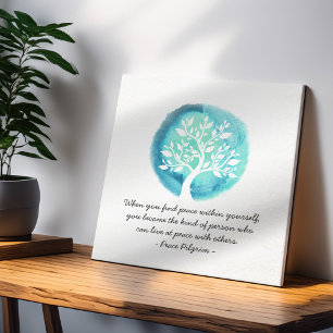 YOGA Meditation Quotes Eleganter Aquarellbaum Leinwanddruck