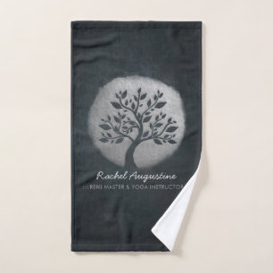 Yoga Meditation Reiki Instructor Black Silver Tree Badhandtuch Set
