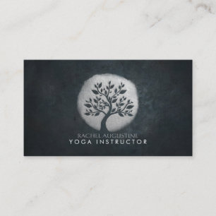 Yoga Meditation Reiki Instructor Black Silver Tree Visitenkarte