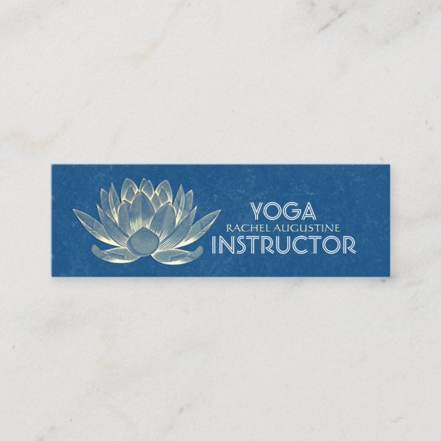 YOGA Meditation Reiki Instructor Blue & Gold Lotus Mini Visitenkarte (Vorderseite)