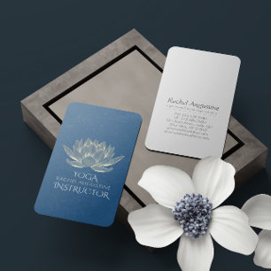 YOGA Meditation Reiki Instructor Blue & Gold Lotus Visitenkarte