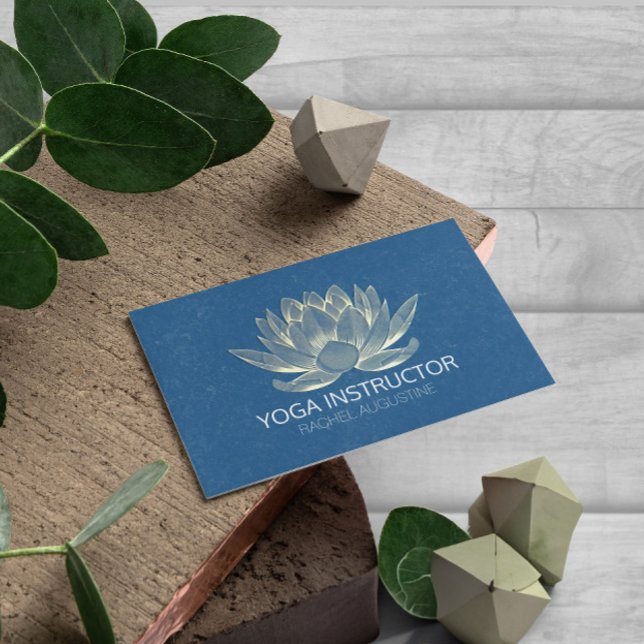 YOGA Meditation Reiki Instructor Blue & Gold Lotus Visitenkarte (Von Creator hochgeladen)