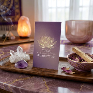 YOGA Meditation Reiki Instructor Lila Gold Lotus Visitenkarte