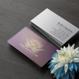 YOGA Meditation Reiki Instructor Lila Gold Lotus Visitenkarte
