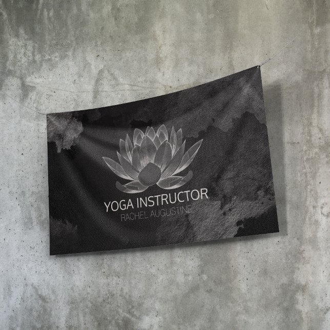 YOGA Meditation Reiki Instructor Schwarz-weiß Lotu Banner (Von Creator hochgeladen)
