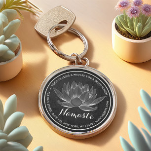 YOGA Meditation Reiki Instructor Schwarz-weiß Lotu Schlüsselanhänger