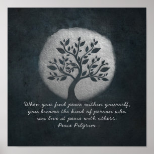 Yoga Meditation Reiki Instructor Silver Tree Zitat Poster