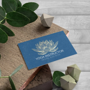 YOGA Meditation Reiki Trainer Blau & Goldene Lotus Visitenkarte