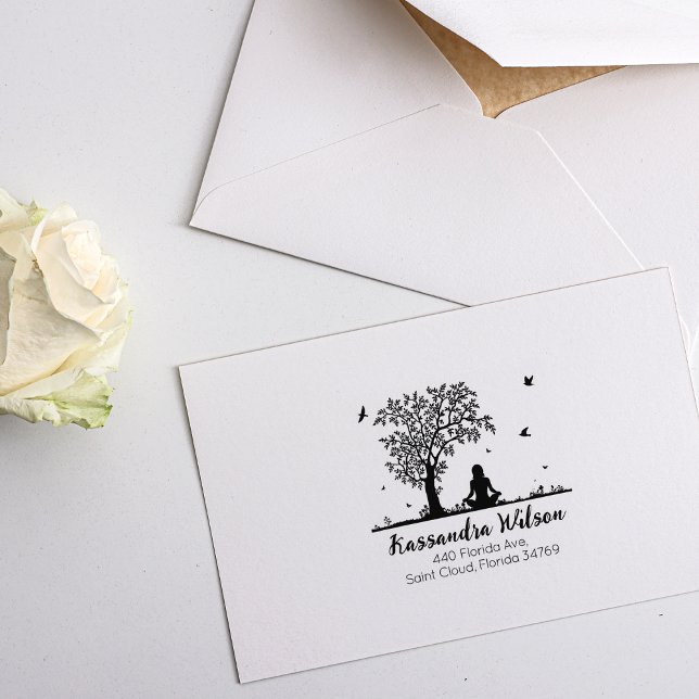 Yoga-Meditation, Rücksendeadresse der Bäume Gummistempel (Von Creator hochgeladen)