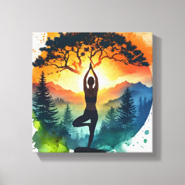 Yoga Meditation Silhouette Stretched Canvas Print Leinwanddruck