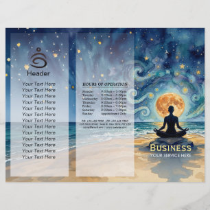 Yoga-Meditation Sternenhimmel Mond Meeres Tri-Fold