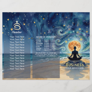 Yoga-Meditation Sternenhimmel Mond Meeres Tri-Fold