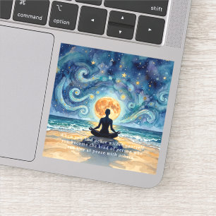 Yoga-Meditation Sternenhimmel Mond Ozean Strand Aufkleber