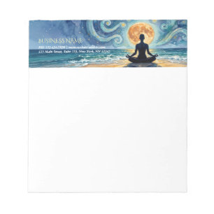 Yoga-Meditation Sternenhimmel Mond Ozean Strand Notizblock