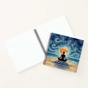 Yoga-Meditation Sternenhimmel Mond Ozean Zitate Notizbuch