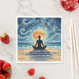 Yoga-Meditation-Sternenhimmel-Mond-Ozean-Zitate Serviette