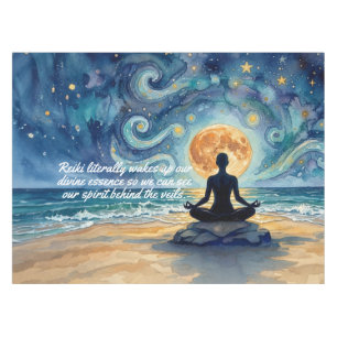 Yoga-Meditation Sternenhimmel Mond Ozean Zitate Tischdecke