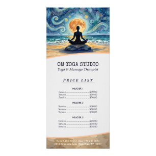 Yoga-Meditations-Sternenhimmel-Mond-Preisliste Werbekarte