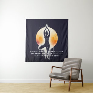 Yoga-Meditationslehrer Baum-Pose Vollmond Wandteppich