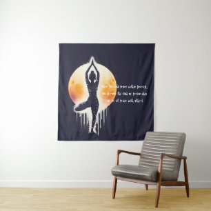 Yoga-Meditationslehrer Baumpose Vollmond Wandteppich
