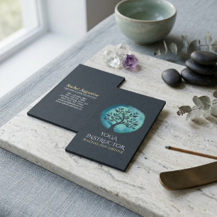 Yoga-Meditationslehrer Eleganter Schwarzer Tealer Visitenkarte
