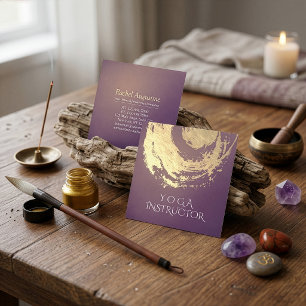 Yoga-Meditationslehrer Lila Gold ZEN-Symbol Quadratische Visitenkarte