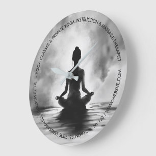 Yoga-Meditationslehrer Lotus-Pose Tintenmalerei Große Wanduhr