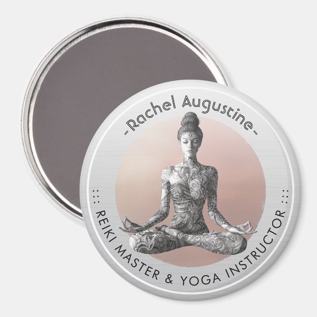 Yoga-Meditationslehrer Reiki-Meister Lotus-Positio Magnet (Vorderseite/Rückseite)