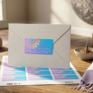 Yoga-Meditationslehrer Rose Gold Folie Mandala Adressaufkleber