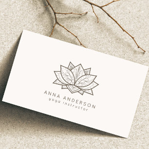 Yoga-Meditationsstudio Hellbraune Lotusblume Visitenkarte