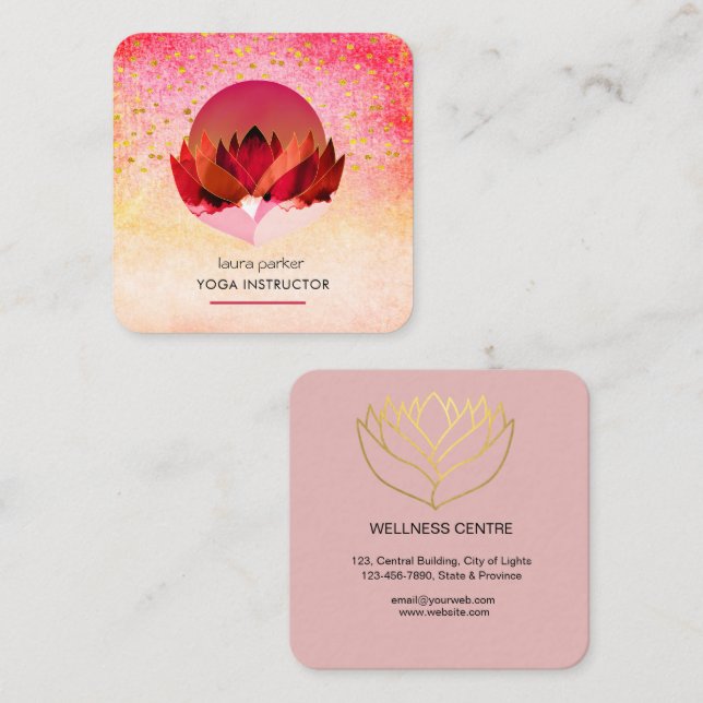 Yoga Medizin Lotus Blume Massage Wellness Quadratische Visitenkarte (Vorne/Hinten)