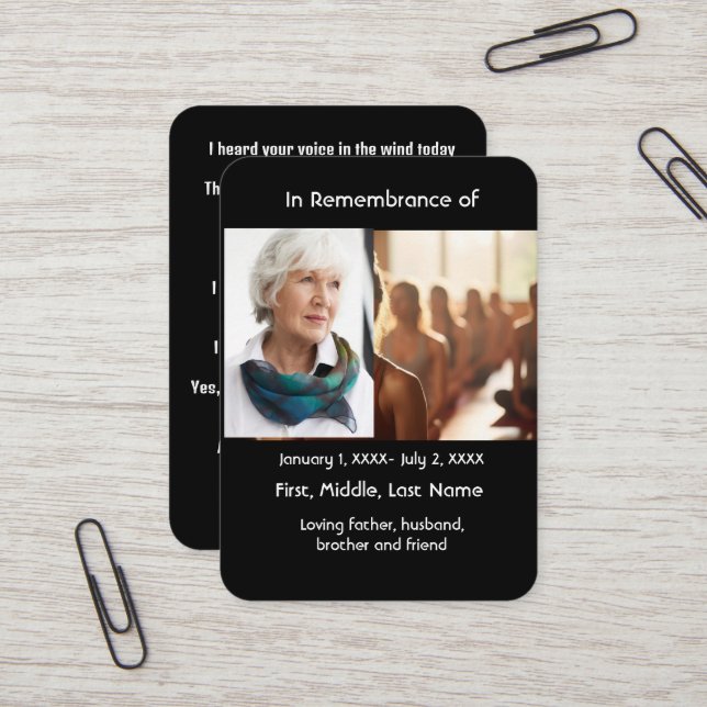 Yoga Memorial Pocket Card Visitenkarte (Vorderseite/Rückseite Beispiel)