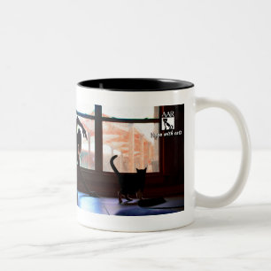 Yoga mit der Katzen-Tasse Zweifarbige Tasse