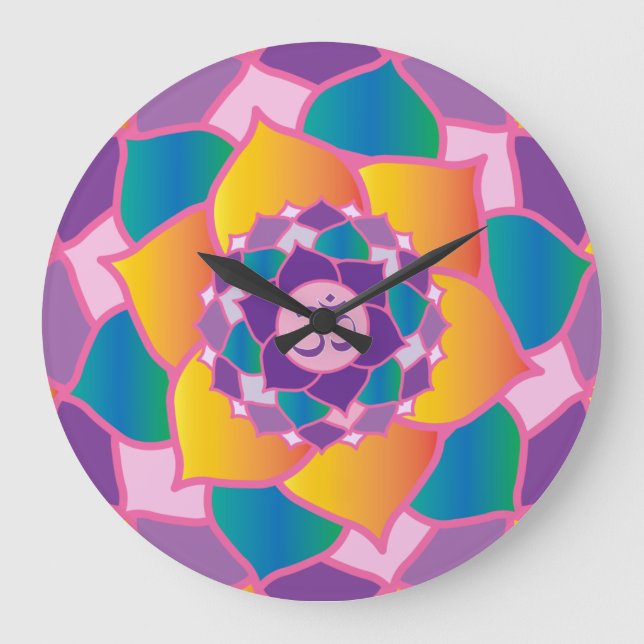 Yoga-Mitte oder Yoga-Verein Große Wanduhr (Vorderseite)