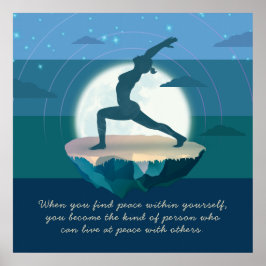 Yoga Moon Salutation Pose Flying Island Star Zitat Poster