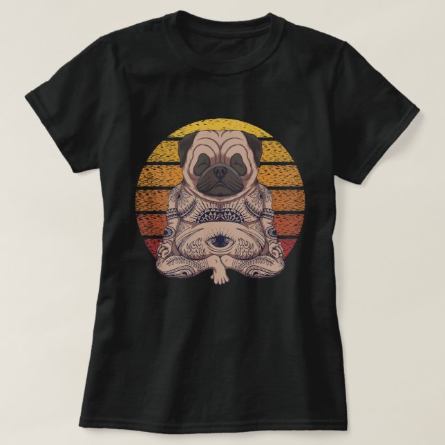 Yoga-Mops T-Shirt (Design vorne)