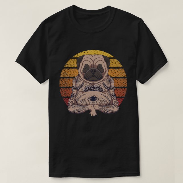 Yoga-Mops T-Shirt (Design vorne)