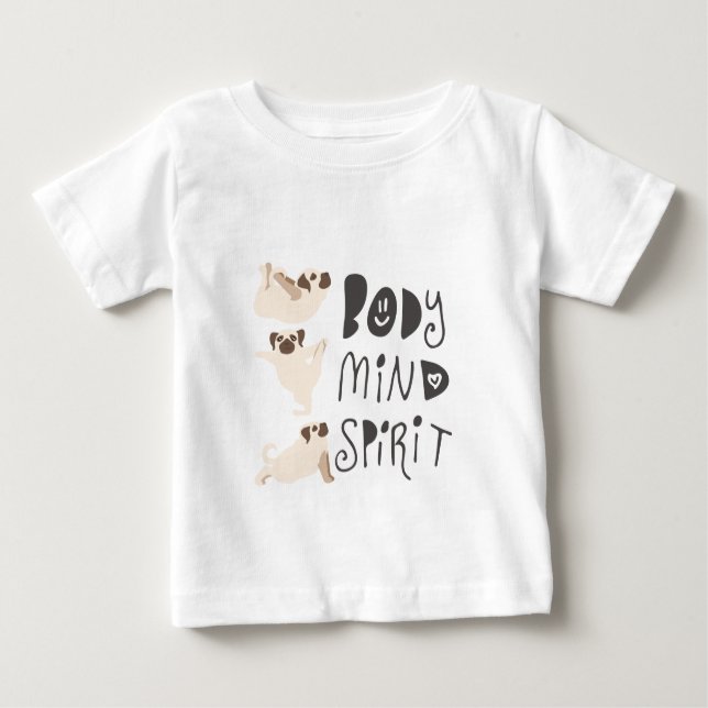 Yoga-Möpsen Baby T-shirt (Vorderseite)