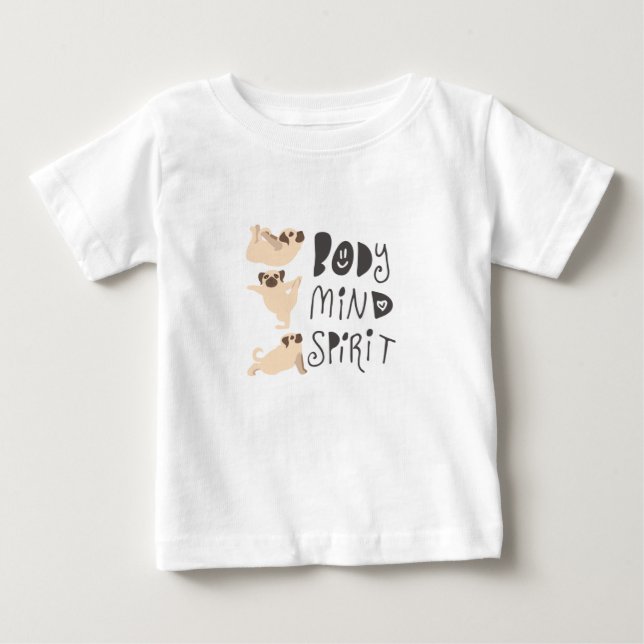 Yoga-Möpsen Baby T-shirt (Vorderseite)