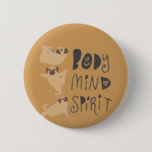 Yoga-Möpsen Button (Vorderseite)