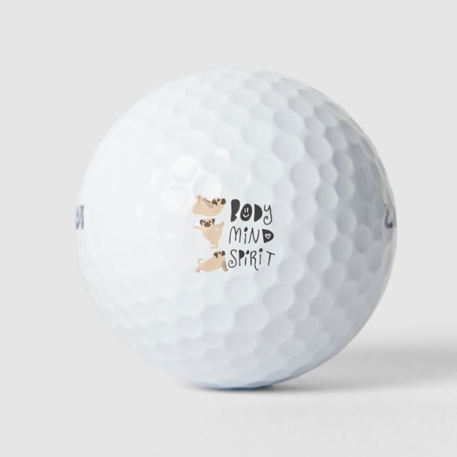 Yoga-Möpsen Golfball (Vorderseite)