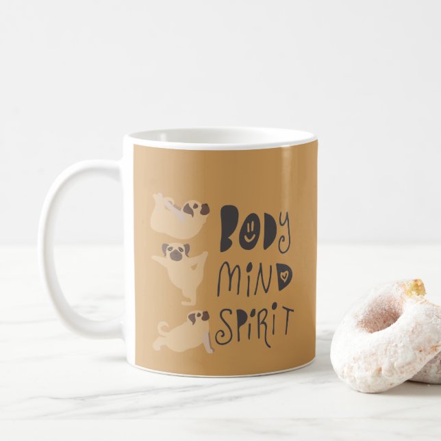 Yoga-Möpsen Kaffeetasse (Mit Donut)