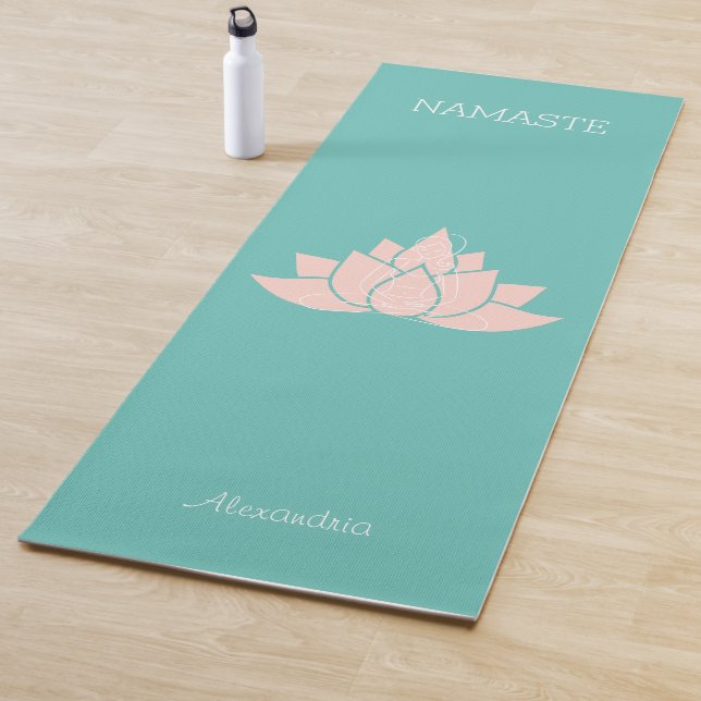 Yoga Namaste Aquamarine Farbe mit Lotus Girl Pose Yogamatte (Beispiel)