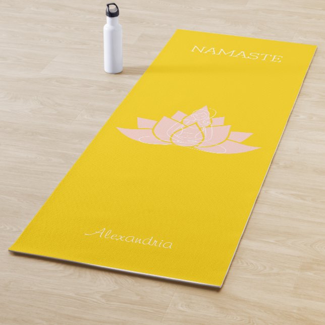 Yoga Namaste Gold Lotus Girl Pose Grafik Yogamatte (Beispiel)