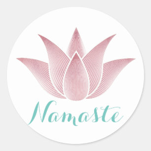 Yoga Namaste Lotus Blume Runder Aufkleber