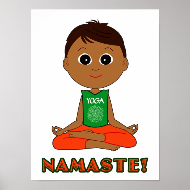 Yoga Namaste mit Junge Poster (Vorne)