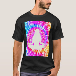 Yoga Namaste Moon Krawatte Die Buddha Pose Blume T-Shirt