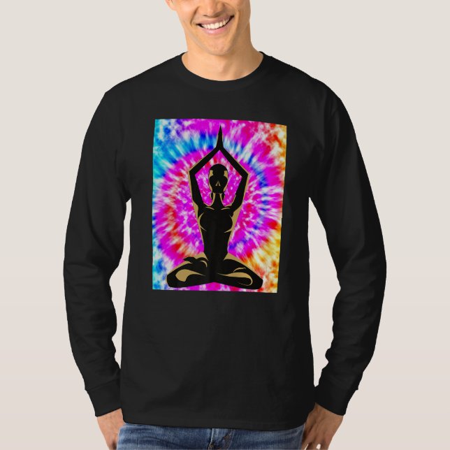 Yoga Namaste Moon Tie Die Buddha Pose   T-Shirt (Vorderseite)