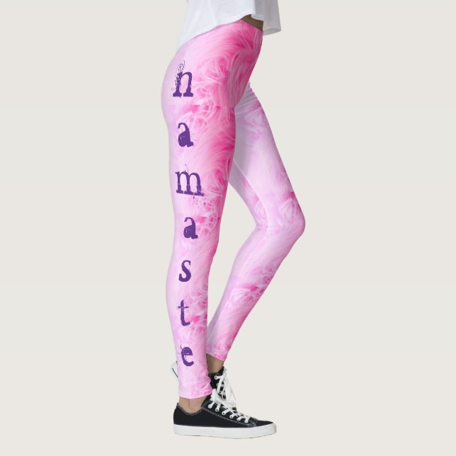 Yoga Namaste Pink Lila Chic Moderne Vorlage Leggings (Rechts)