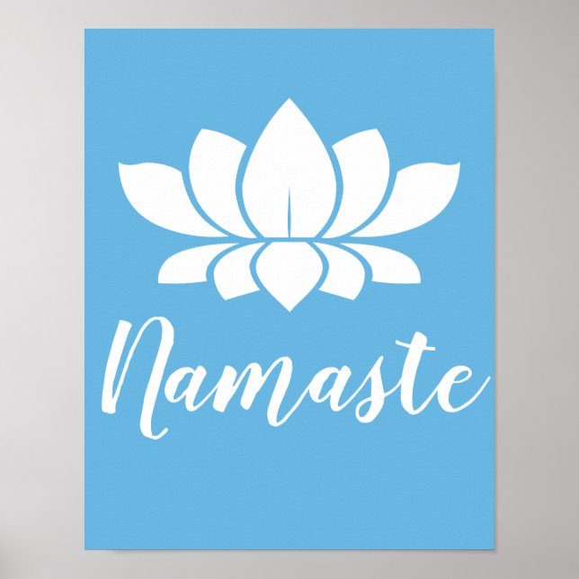 Yoga Namaste White Lotus Blume & Calm Blue Poster (Vorne)